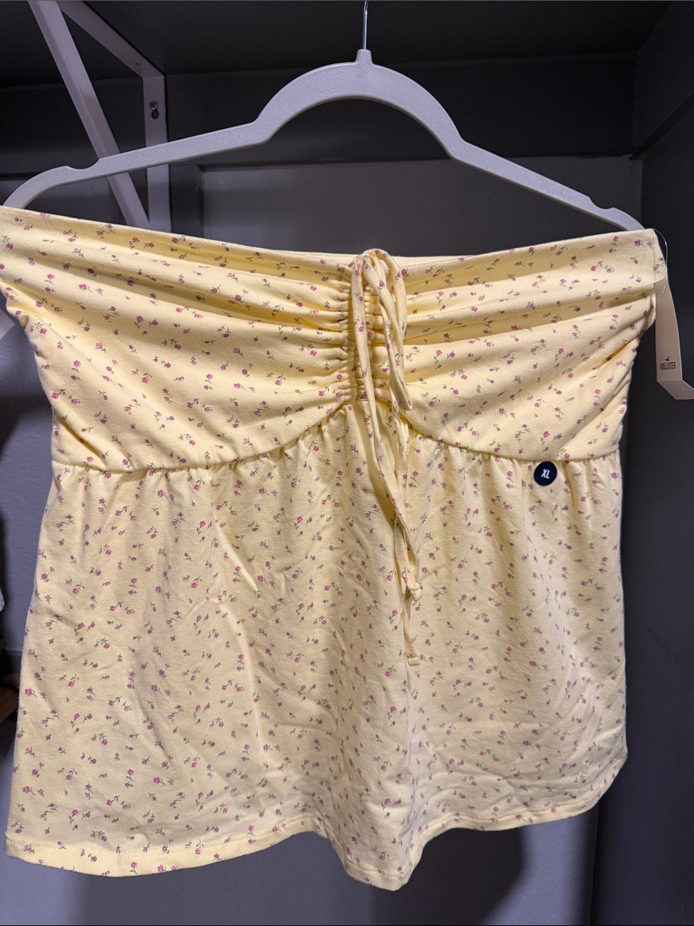 Hollister Yellow Floral Ruched Tube Top
